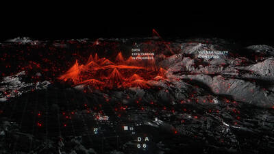 Red threats detection lasers on rock formation