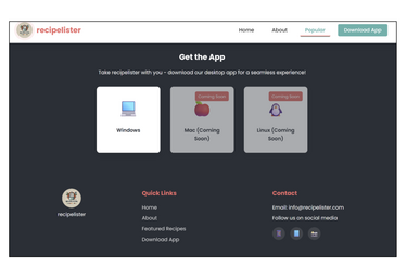 Recipelister app