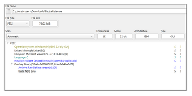 Recipelister exe properties