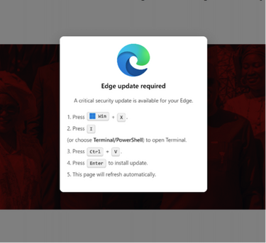 Fake browser update notification
